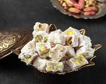 Double Roasted  Traditional Turkish Delight with Pistachio, Healthy Snacks by Refa Food Double With Pistachio Specıal Pistachio