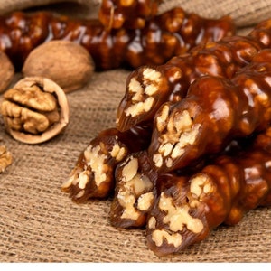 Churchkhela turque aux noix, pulpe de raisin biologique avec noix, pulpe de fruits secs, pestil turc, collations naturelles, loukoums