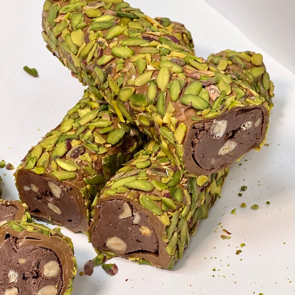 Turkish Delight With Pistachio coated and Chocolate And With honey ,Special Turkish Delight,WithNaturel caramel