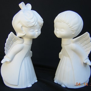 Ceramic Bisqueware - Vintage kissing angels