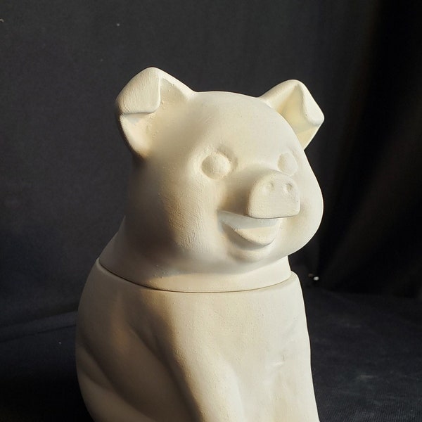 Ceramic Bisque - Piggy sugar bowl with lid