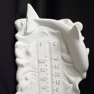 Ceramic Bisque - Dolphins thermometer plaque
