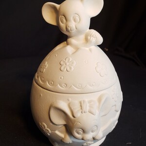 Ceramic Bisque - Easter Egg and cute mice