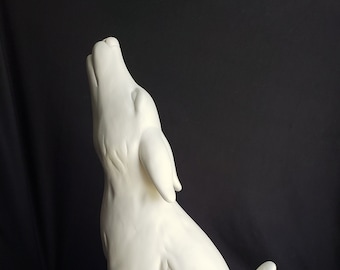 Ceramic Bisque - Large Howling coyote or wolf