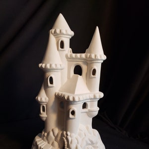 Ceramic Bisque - 9" Tall castle for shelf or aquarium decoration image 1