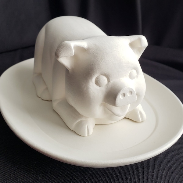 Ceramic Bisque - Pig butter dish