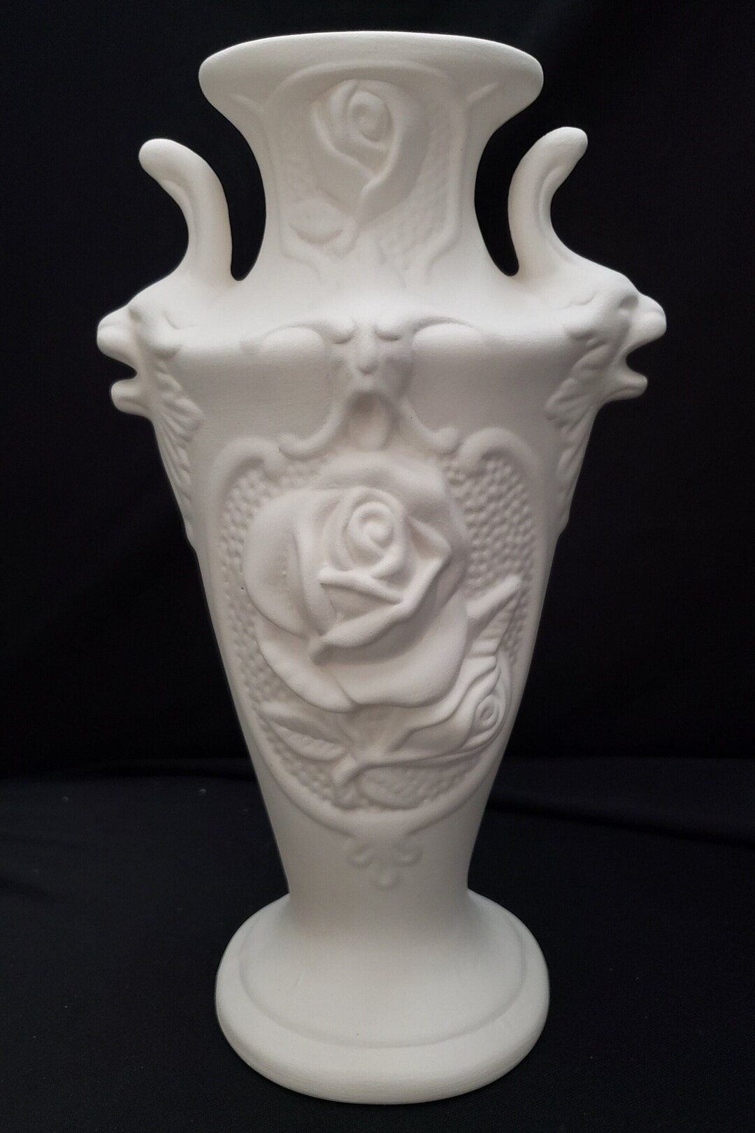 Ceramic Bisque Vintage Rose Vase Etsy
