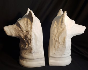 Ceramic Bisque - Wolf book ends