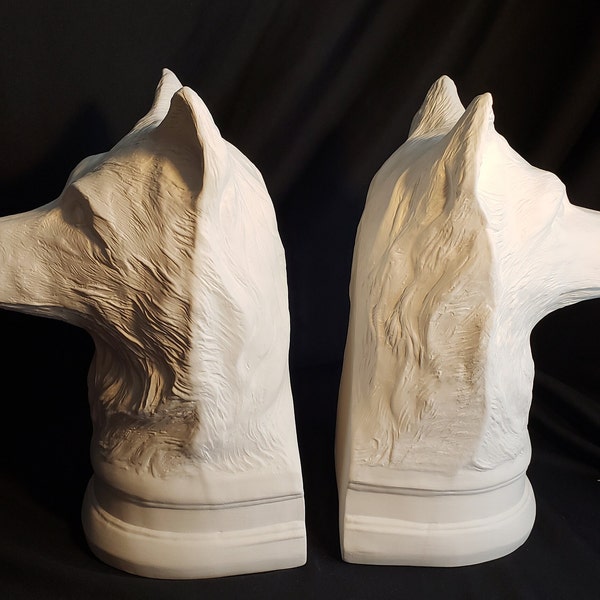 Ceramic Bisque - Wolf book ends