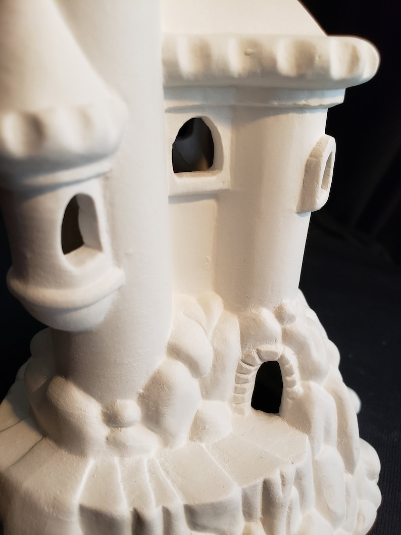 Ceramic Bisque - 9" Tall castle for shelf or aquarium decoration image 2