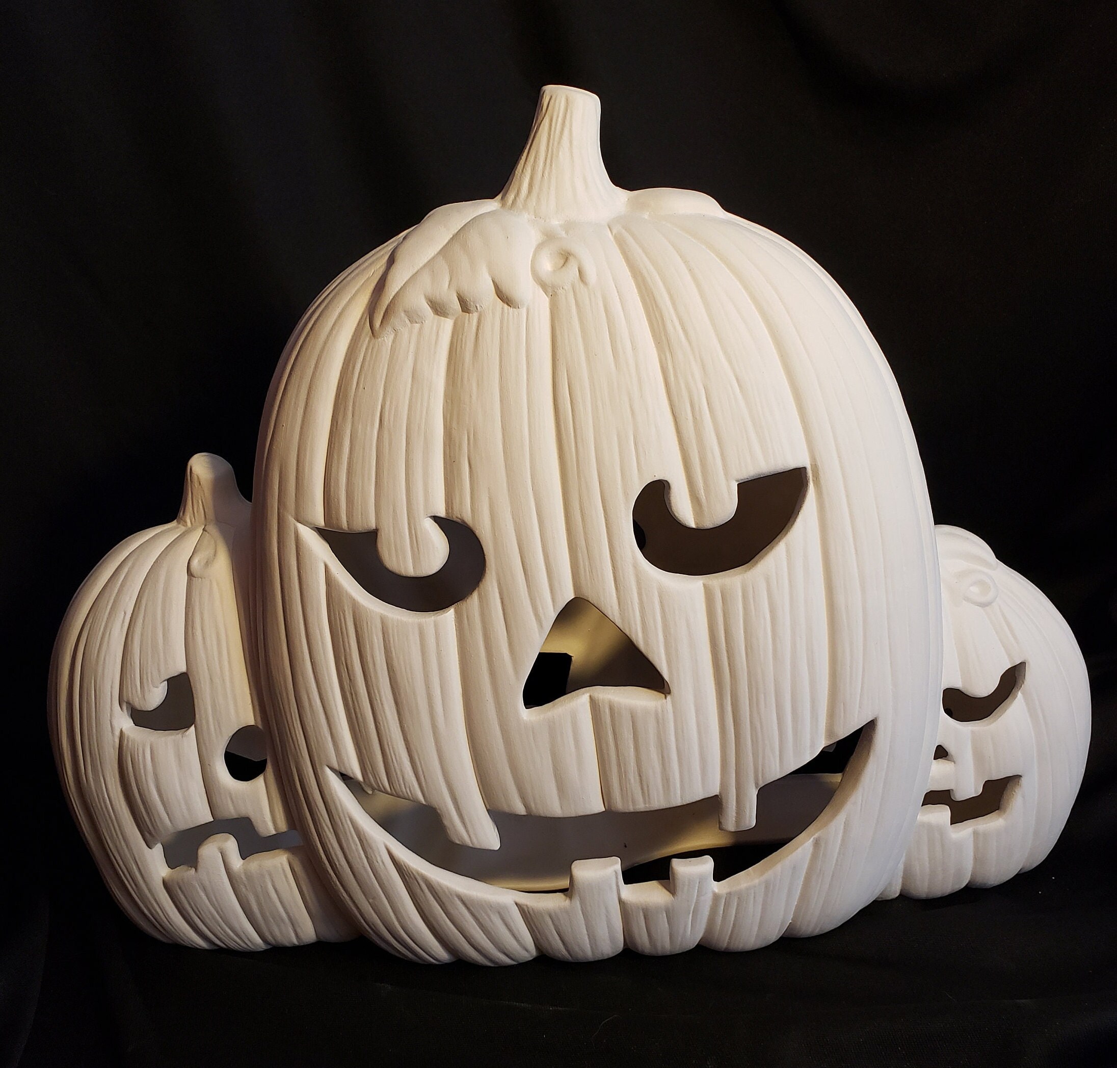 Ceramic Bisque - Halloween 3 headed pumpkins