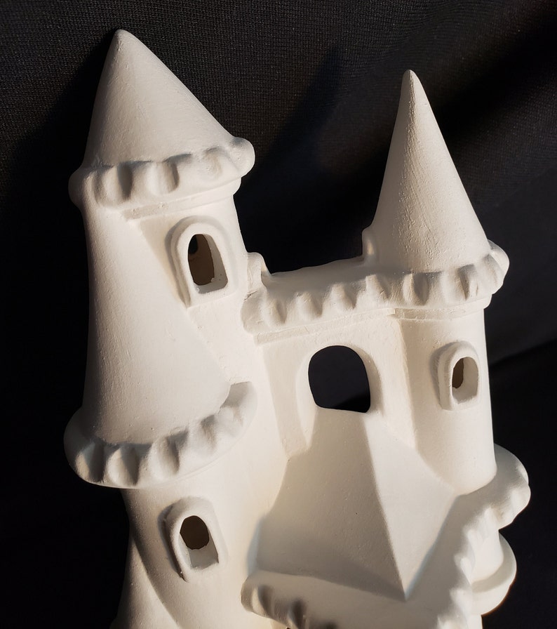 Ceramic Bisque - 9" Tall castle for shelf or aquarium decoration image 7