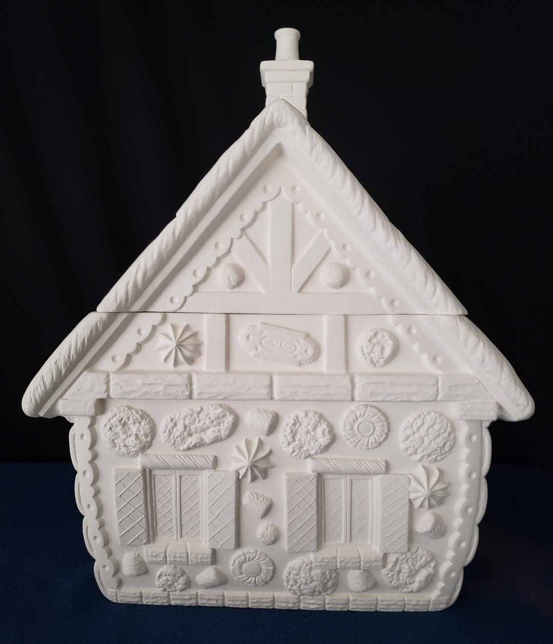 Ceramic Bisque Gingerbread House Cookie Jar Etsy