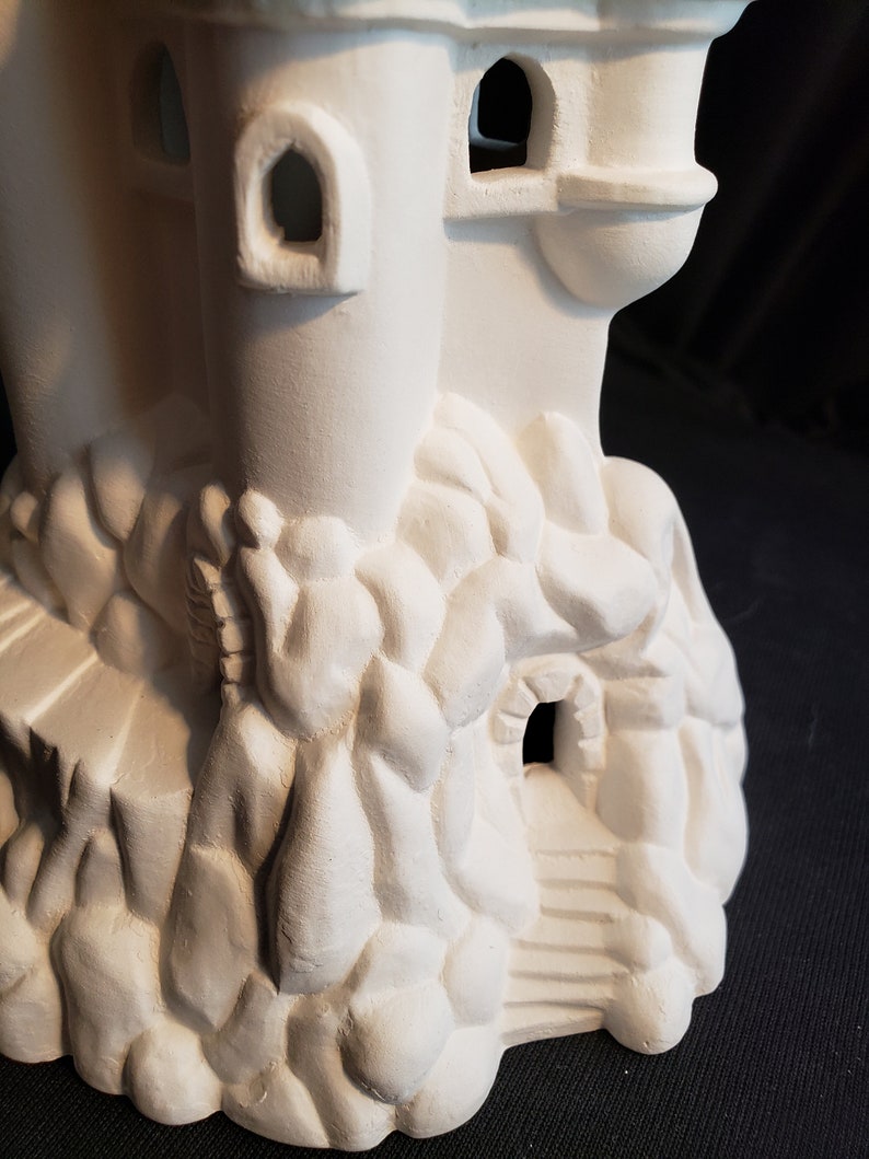 Ceramic Bisque - 9" Tall castle for shelf or aquarium decoration image 3