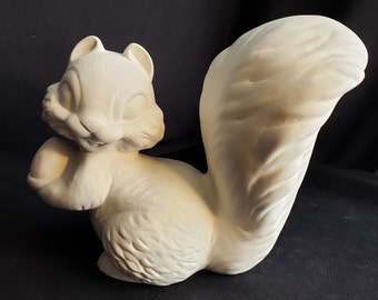 Ceramic Bisque - Large squirrel with acorn