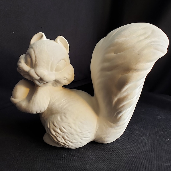 Ceramic Bisque - Large squirrel with acorn