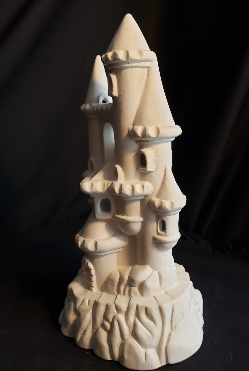 Ceramic Bisque - 9" Tall castle for shelf or aquarium decoration image 6