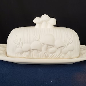 Ceramic Bisque - Rare mushroom butter dish