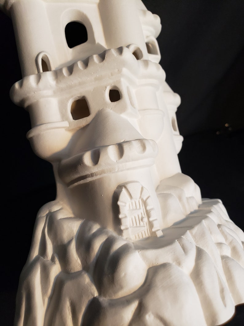Ceramic Bisque - 9" Tall castle for shelf or aquarium decoration image 9