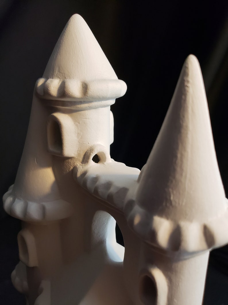 Ceramic Bisque - 9" Tall castle for shelf or aquarium decoration image 4