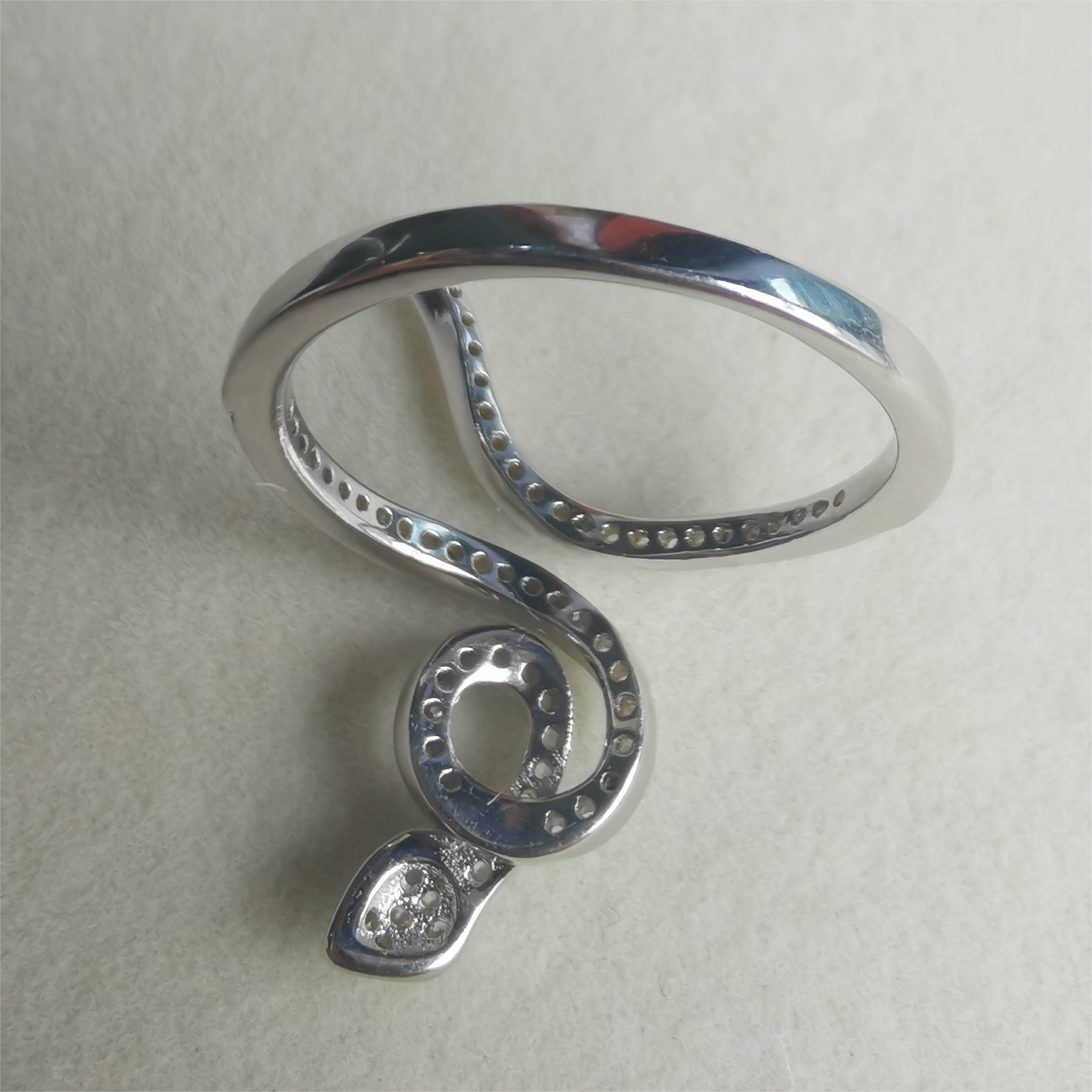 S925 Sterling Silver Unisex Snake Animal Ring With CZ