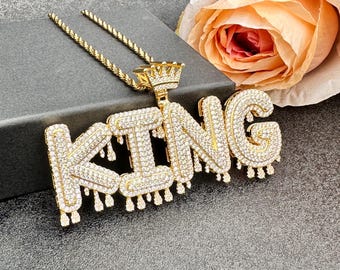 Personalized Necklace Drop Letter Necklace Custom Crown Water Drop