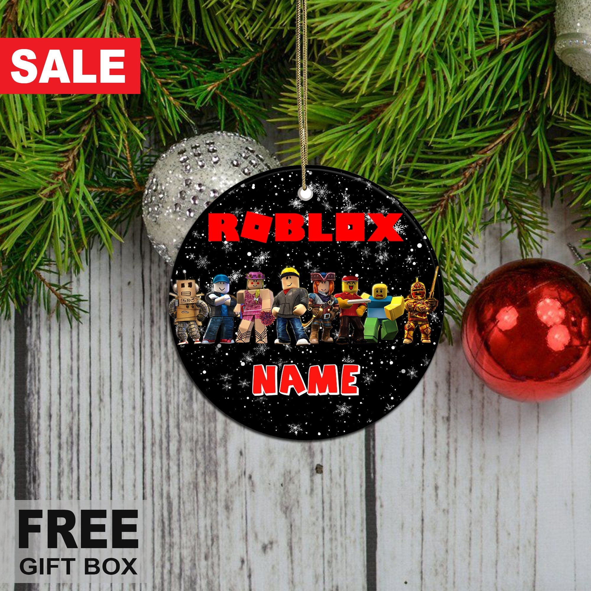 Personalized Roblox Gift For Friends Ceramic Ornaments, Roblox Christmast Ornaments