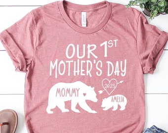Our 1st Mother's Day Shirt, Mommy and Me Shirts, First Mothers Day Outfits,Custom With Names, Matching Mom and Baby Shirt, Mothers Day Shirt