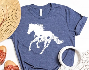 Floral Horse Shirt, Horse Lover Shirt, Floral Shirt, Gift For Horse Lovers, Animal Lover Shirt, Horse Girl, Farm Lover , Horse shirt