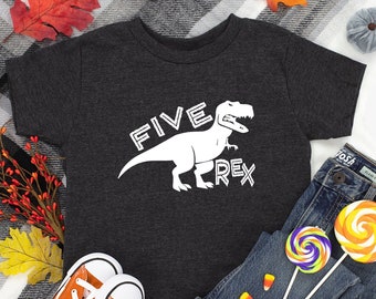 5th Birthday Dinosaur Shirt, Dinosaur birthday shirt, Five rex shirt, Fifth birthday shirt tee boy,Dinosaur Part,Five years old, Trendy Kids