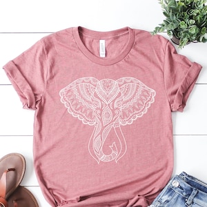 Elephant Tee Shirt, Elephant Mandala Elephant T-Shirt, Zoo Animal Shirt, Gift for Elephant Lover, Bohemian Elephant Tee, Save the Elephants