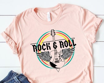 Rock n Roll Tee, Shirt Vintage Style Rock and Roll shirt, Guitar shirt, Rock & Roll t-shirt, Music lover tee, Songwriter t-shirt, Lets Rock