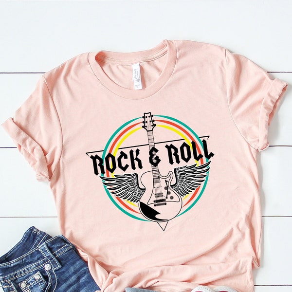 Rock n Roll Tee, Shirt Vintage Style Rock and Roll shirt, Guitar shirt, Rock & Roll t-shirt, Music lover tee, Songwriter t-shirt, Lets Rock