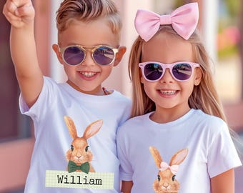 Custom Easter Bunny Kids T-Shirt, Personalized Name Bunny Kids Shirt, Custom Peter Rabbit Boy Toddler Tee, Cute Easter Bunny Baseball Tee