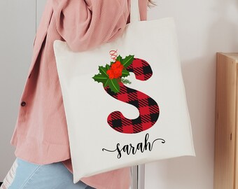 Personalized Christmas Gift Tote bag for Christmas,Custom Large Santa Tote Bags,Custom Christmas Gift Bag,Christmas Eve Box,Holiday Gift Bag