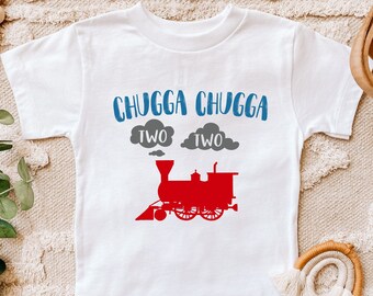 Chugga Chugga Two Two Birthday Shirt, 2nd Birthday Shirt, Second Birthday Tee, Train Theme Birthday, Boys Birthday Shirt,Family Birthday Tee