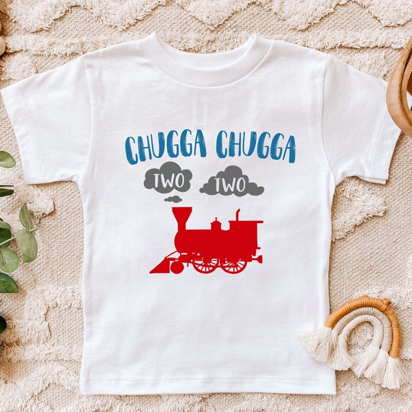 Chugga Chugga Two Two Birthday Shirt, 2nd Birthday Shirt, Second Birthday Tee, Train Theme Birthday, Boys Birthday Shirt,Family Birthday Tee