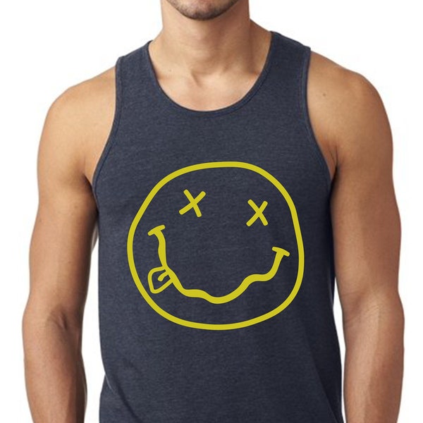 Tank Top Smiley Face, Nevermind Smiley Face Rock Band Tee, Rock Band Tank, Men's Fİtness Yoga Tank Tops, Women's Fİtness Yoga Tank Tops