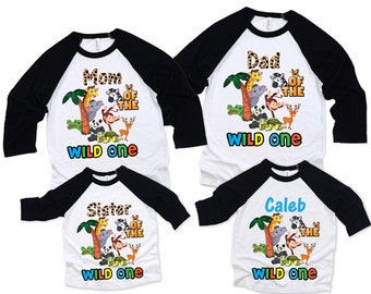 Family safari floral zoo jungle wild raglan tee, wild one birthday tee, wild one gift, mom and dad wild raglan,wild party,two wild birthday