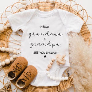 Hello Grandma and Grandpa Baby Onesie®, Hello Grandparents Pregnancy Announcement Reveal, Grandparents Pregnancy Announcement Baby Onesie®