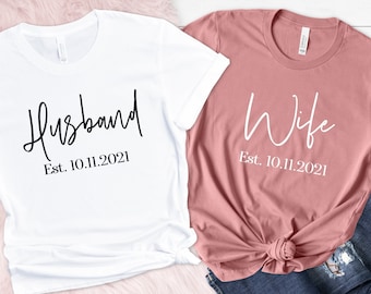 Husband and Wife Shirts, Couples Matching Tshirts, Couples Outfit, Honeymoon Shirts, Custom Wedding Shirt, Just Married Shirts, Lover Shirts