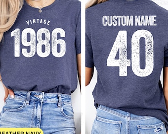 1986 Vintage Tee Shirt, Custom Name 1986 Birthday Tee Shirt, 40th Birthday Gift, 40th Birthday Gift Shirt, 1986 Vintage Tee,1986 Retro Shirt