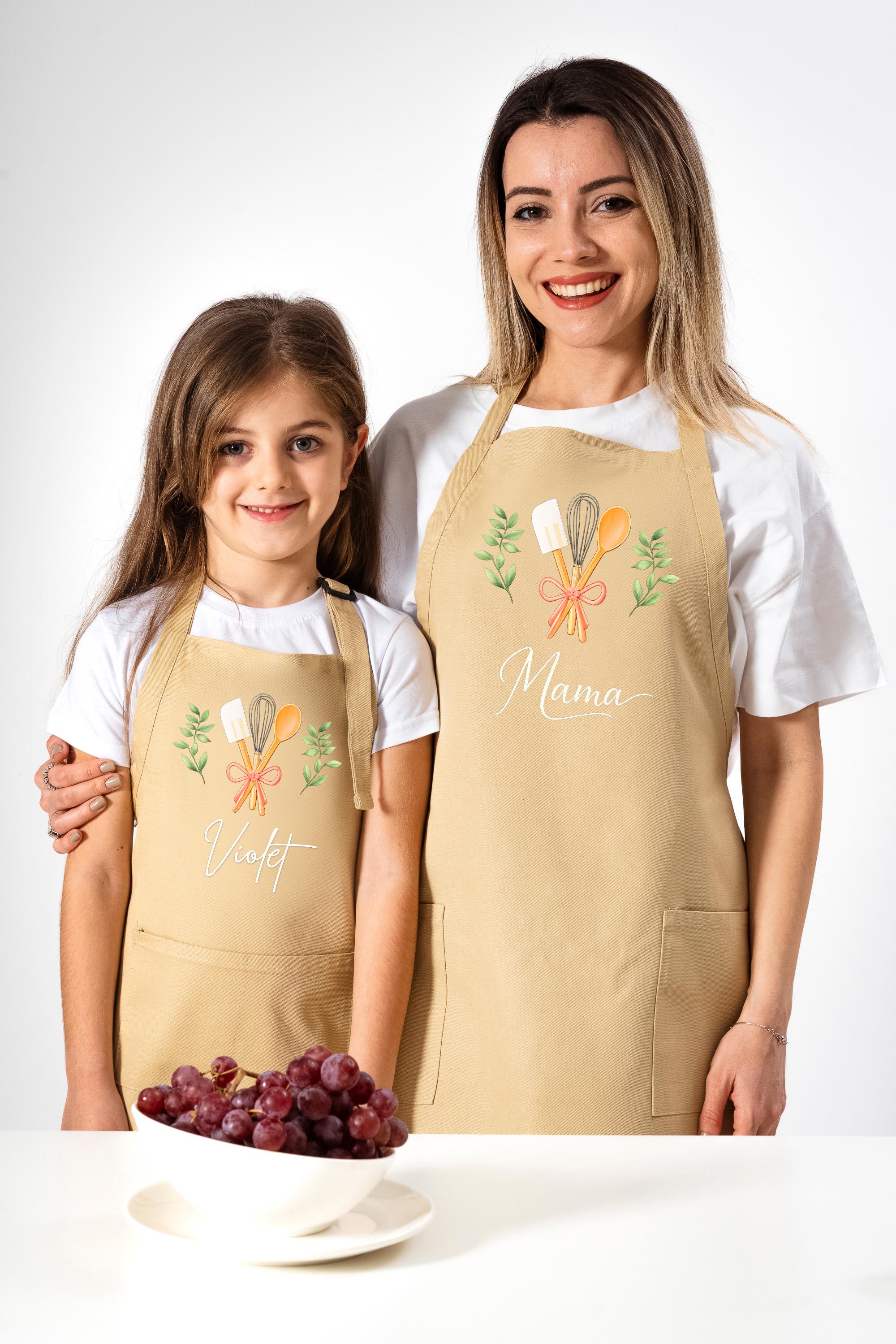 Personalized Mom & Kids Apron, Custom Matching Aprons With Pockets - Etsy