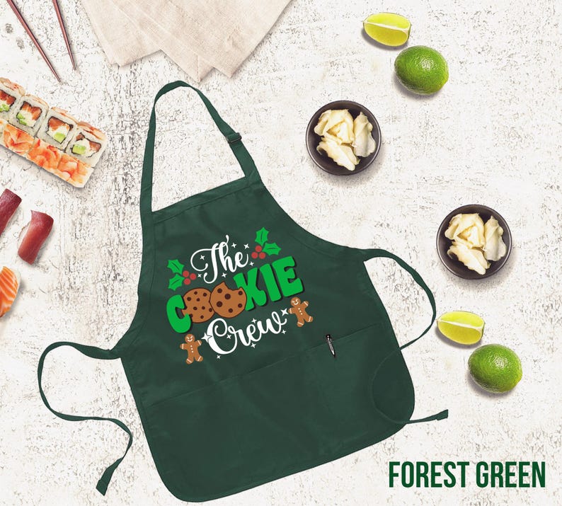 Cooking Baking Crew Apron, Christmas Gift Apron, Personalized Red Apron, Customize Gift Apron,Kitchen Gift Idea,christmas apron,custom apron image 5