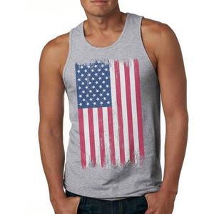 USA Distressed American Flag Tank Tops for Men USA Graphic Tank Tops USA Flag tank top 4th of July tank top, Women's Men's Flag Tank Tops image 2