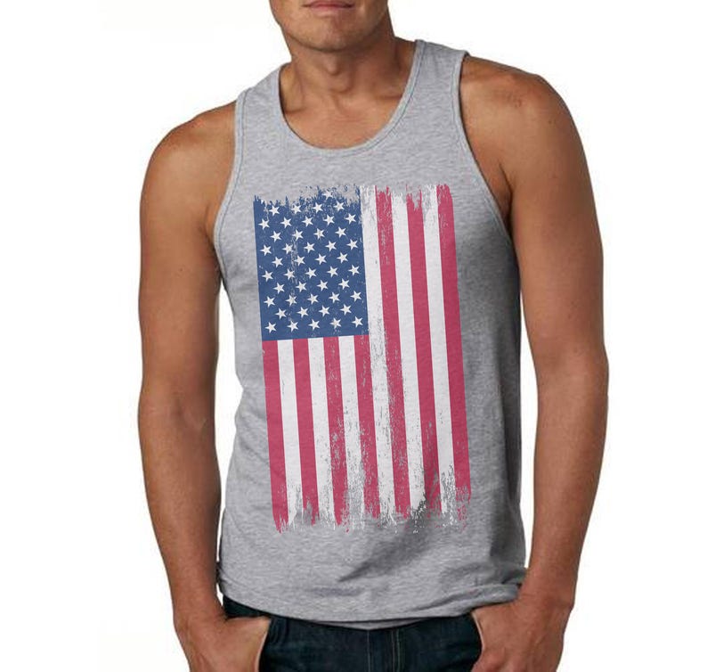 USA Distressed American Flag Tank Tops for Men USA Graphic Tank Tops USA Flag tank top 4th of July tank top, Women's Men's Flag Tank Tops image 2