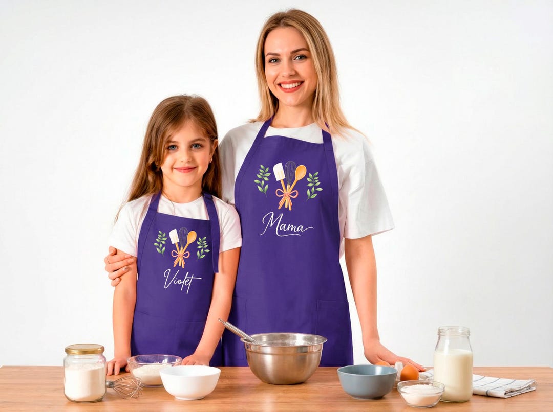 Personalized Mom & Kids Apron, Custom Matching Aprons With Pockets - Etsy