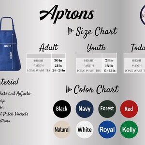 the aprons are different colors and sizes