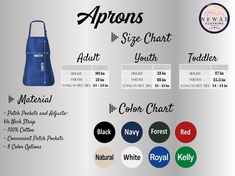 the aprons are different colors and sizes