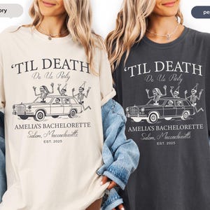 Til Death Do Us Party Bachelorette Shirt,Bride Or Die Shirt,Halloween Gothic Skeleton Bride Team T-Shirt,Spooky Bridal Party,Comfort Colors®
